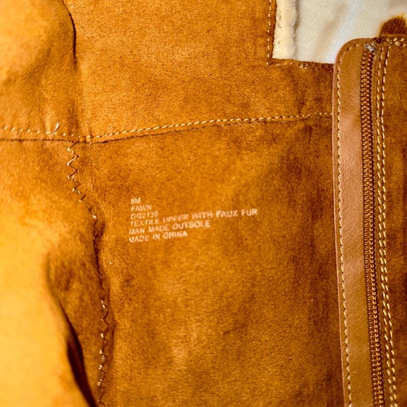 Mia Over Knee Suede Brown Boots With Sherpa Like Trim - Picture 3 of 4
